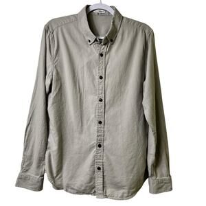 100% Cotton‎ Gray Long Sleeve Button Front Shirt M (2712)